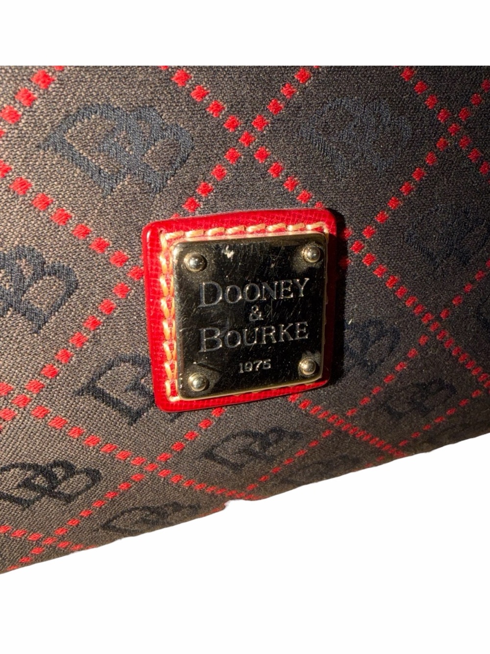 Dooney & Bourke Brown Monogram Shoulder Bag with Red Trim - Picture 6 of 9